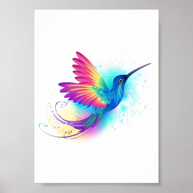 Exotic Rainbow Hummingbird Poster (Front)