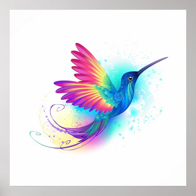 Exotic Rainbow Hummingbird Poster (Front)