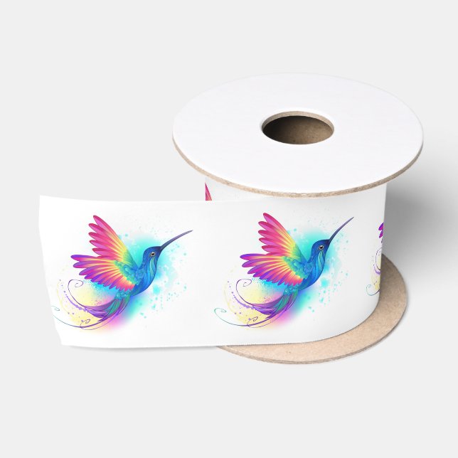 Exotic Rainbow Hummingbird Satin Ribbon (Spool)