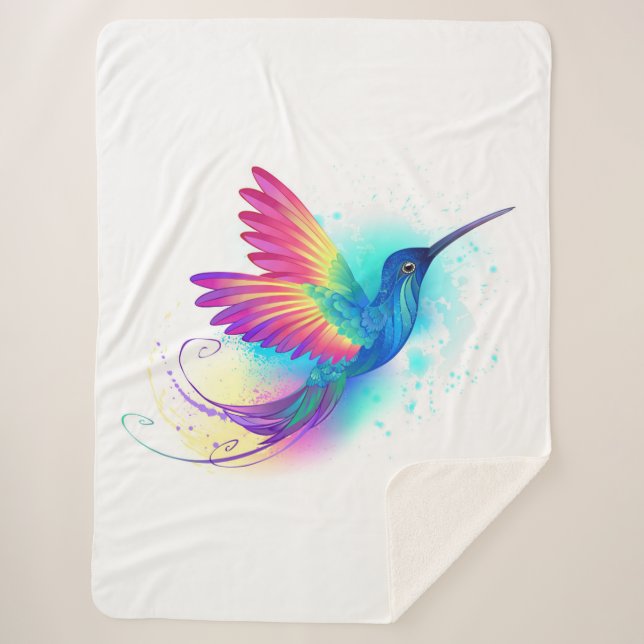 Exotic Rainbow Hummingbird Sherpa Blanket (Front)