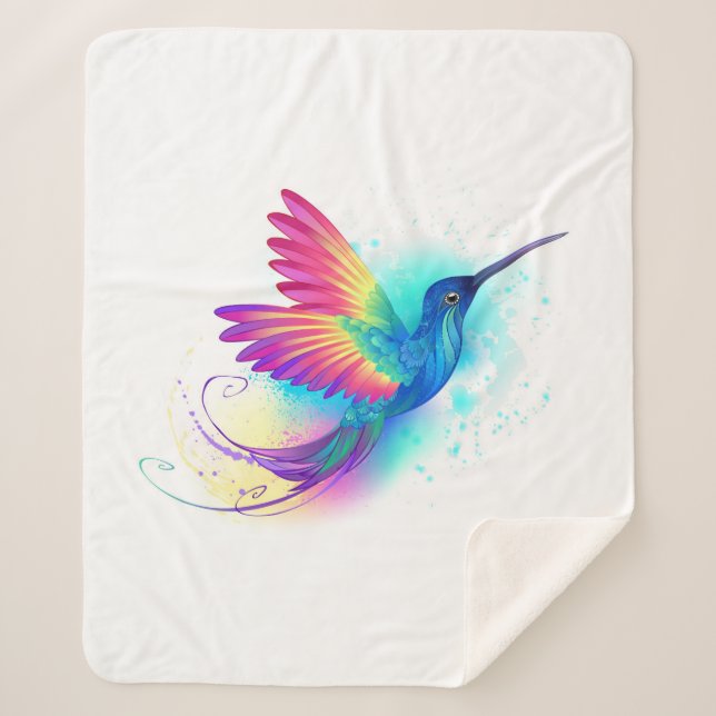 Exotic Rainbow Hummingbird Sherpa Blanket (Front)