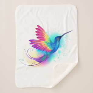 Exotic Rainbow Hummingbird Sherpa Blanket