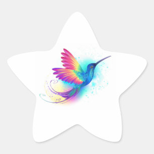 Exotic Rainbow Hummingbird Star Sticker