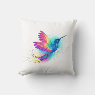 Exotic Rainbow Hummingbird Throw Pillow