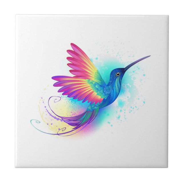 Exotic Rainbow Hummingbird Tile (Front)