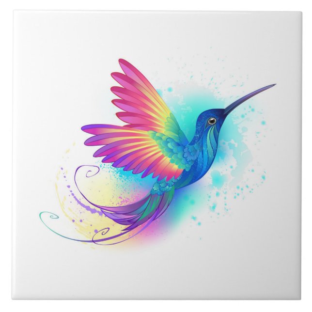 Exotic Rainbow Hummingbird Tile (Front)