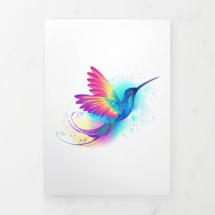 Exotic Rainbow Hummingbird Tri-Fold Card