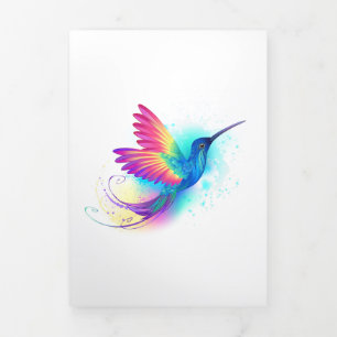 Exotic Rainbow Hummingbird Tri-Fold Holiday Card