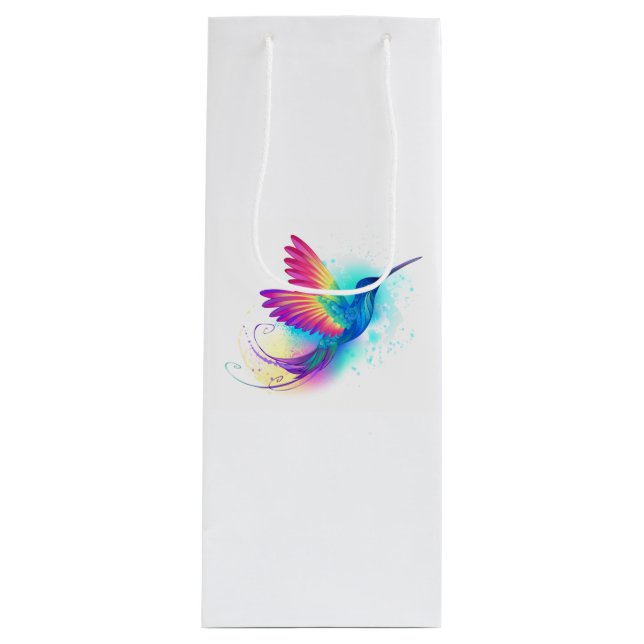 Exotic Rainbow Hummingbird Wine Gift Bag (Front)