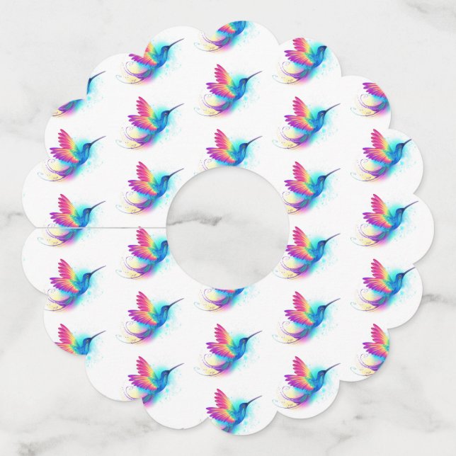 Exotic Rainbow Hummingbird Wine Glass Tag (Front)