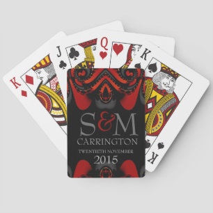 Exotic Red Black Gothic Initials Playing Cards