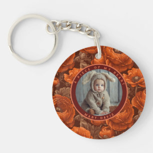 Exotic remembrance gift Custom Ranunculus Keychain