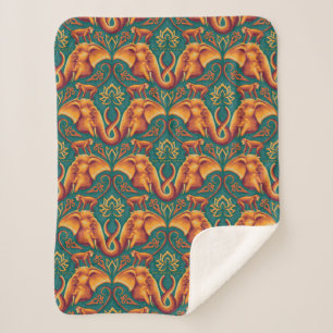 Exotic Safari Tapestry Pattern - The White Lotus Sherpa Blanket