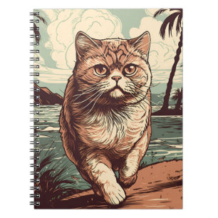 Exotic Shorthair cat at a tropical beach Notebook