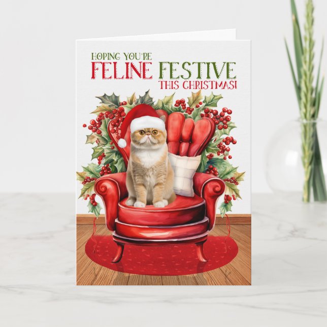Exotic Shorthair Christmas Cat FELINE Festive Holi Holiday Card (Front)