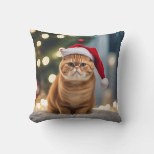 Exotic Shorthair Christmas Throw Pillow