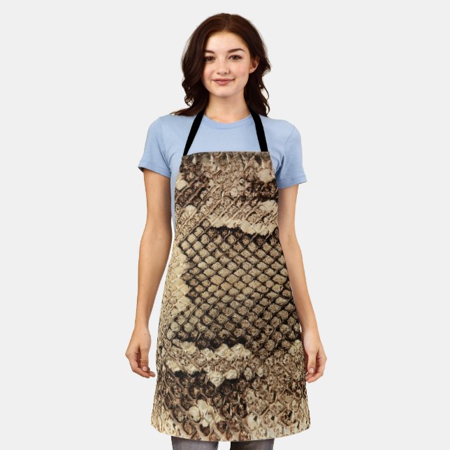 Exotic snake skin animal print pattern modern bold apron (Worn)