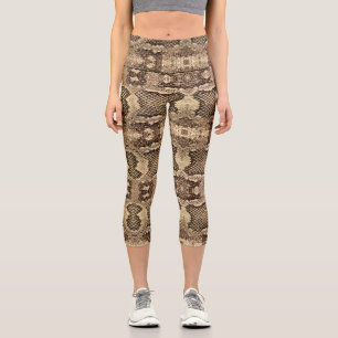 Exotic snake skin animal print pattern modern bold capri leggings