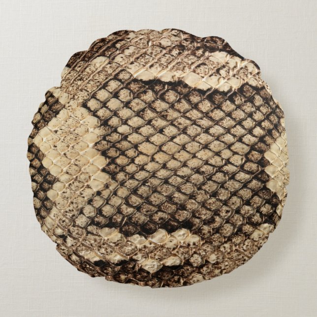 Exotic snake skin animal print pattern modern bold round pillow (Front)