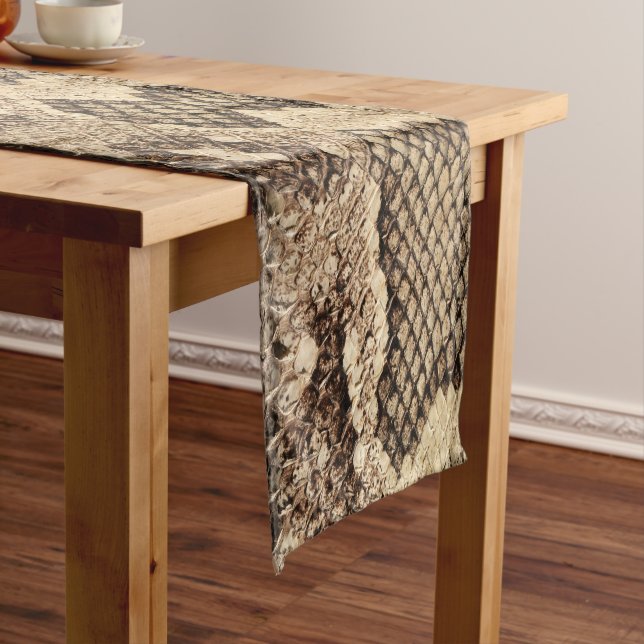 Exotic snake skin animal print pattern modern bold short table runner (In Situ)