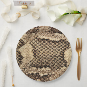 Exotic snake skin animal print pattern modern paper plate