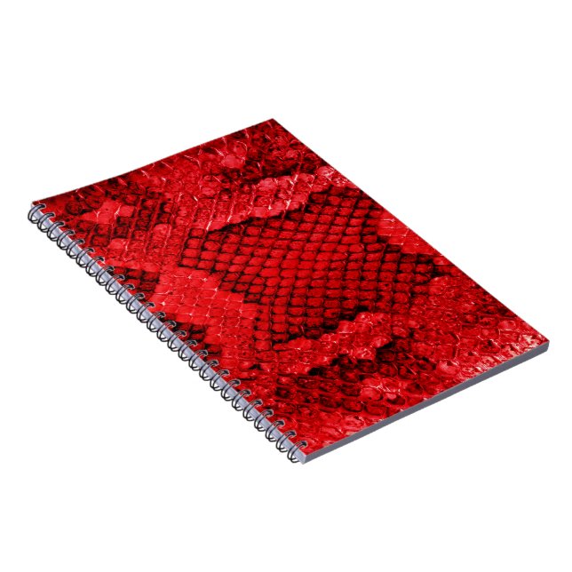 Exotic snake skin animal print pattern modern red notebook (Right Side)