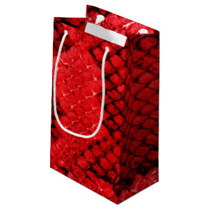 Exotic snake skin animal print texture pattern red small gift bag
