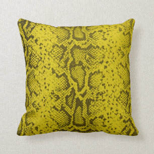 Exotic Snakeskin Pattern yellow Throw Pillow