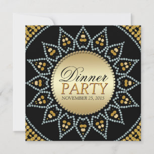 Exotic Sparkle Sunflower Dinner Party Invitations