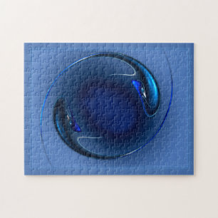 Exotic Spiralling Blue Fish Abstract Artwork Jigsaw Puzzle