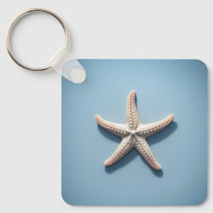 Exotic Starfish with Blue Background Keychain