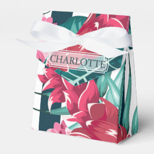 Exotic Summer Floral monogram striped Favor Box