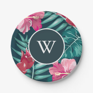Exotic Summer personalized Floral design Paper Plate