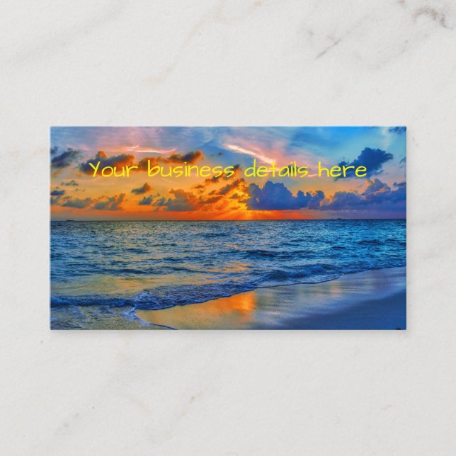 Exotic Sunset Beach Sea Business Card (Front)