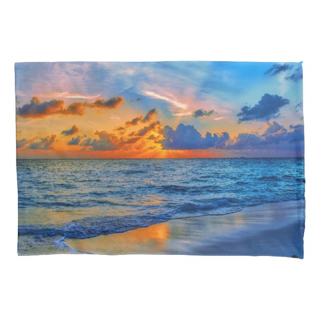 Exotic Sunset Beach Sea Pillowcase (Front)