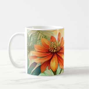 Exotic Tithonia Tropical Watercolor Coffee Mug