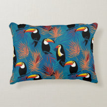 Exotic Toucan Pillow Vibrant Tropical Bird Pattern