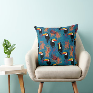 Exotic Toucan Pillow Vibrant Tropical Bird Pattern