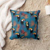 Exotic Toucan Pillow Vibrant Tropical Bird Pattern