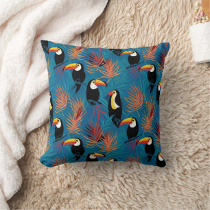 Exotic Toucan Pillow Vibrant Tropical Bird Pattern