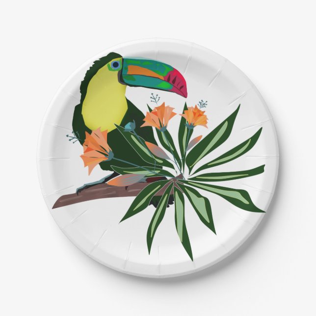Exotic toucan tropical bird colourful Hawaii natur Paper Plate (Front)