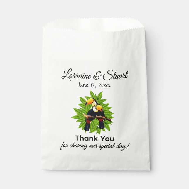 Exotic Toucans Wedding Thank You Favour Bag (Front)