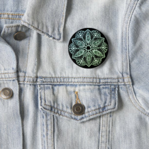 Exotic Tribal Green Gradient Mandala 2 Inch Round Button