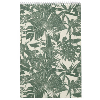 Exotic tropical and garden line illustration. calendar