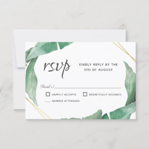 Exotic Tropical Banana Leaves Wedding RSVP Card