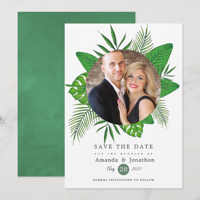 Exotic Tropical Beach Photo Wedding Save The Date (Front/Back)