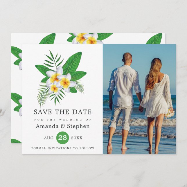 Exotic Tropical Beach Photo Wedding Save The Date (Front/Back)