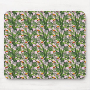 Exotic Tropical Bird Jungle Foliage Mouse Pad