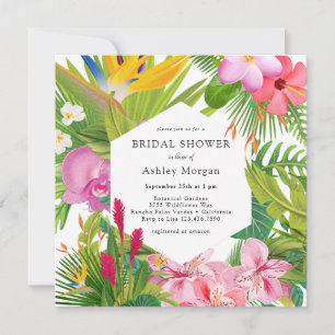 Exotic Tropical Floral   Garden Bridal Shower Invitation