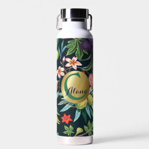 Exotic Tropical Floral Paradise Monogram Water Bottle